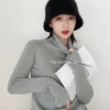 【 Exclusive for dropshipping 】 Women's high-neck woolen knitted sweater with a dui collar is slimming and versatile, looking stylish Specification image